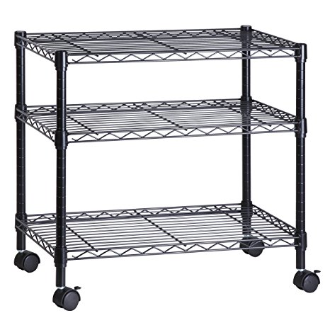 Honey-Can-Do CRT-04050 3-Shelf Rolling Media Cart with Locking Wheels, Steel Construction