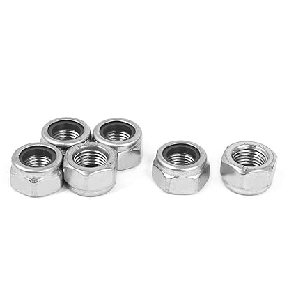 uxcell M12x1.25mm 304 Stainless Steel Self-Locking Hex Lock Stop Nut Silver Tone 6pcs