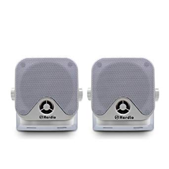Herdio 4 inch Marine Box Bluetooth Speakers -Compact Waterproof Audio Stereo Sound System with 100 Watt Power for Boat Golf cart Jeep ATV UTV Truck Heavy Duty Powersports Vehicles Courtyard (White)