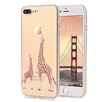 iPhone 7 Plus Case, LUOLNH [New Creative Design] Flexible Soft TPU Silicone Gel Soft Clear Phone Case Cover for iPhone 7 Plus 5.5 inch,( 2 Giraffe)