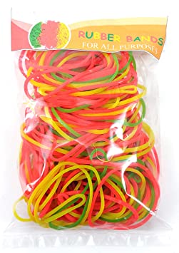 Blue Planet Premium Fluorescent Elastic Multipurpose Rubber Band for Packing, Office Kitchen Home (Multicolour, 100 g, 3 Inch)