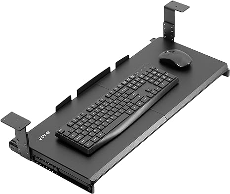 VIVO Large Height Adjustable Under Desk Keyboard Tray, 27 x 11 inch Slide-Out Platform Computer Drawer for Typing, Black, MOUNT-KB27HB
