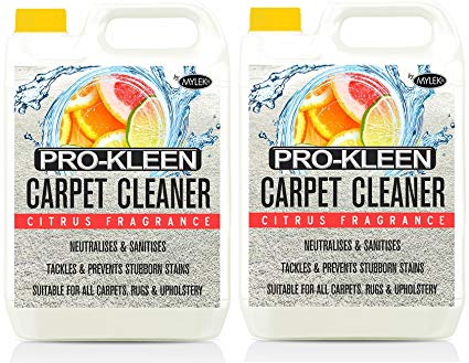 Pro-Kleen Professional Carpet & Upholstery Shampoo – Citrus Fragrance - High Concentrate Cleaning Solution - Suitable For All Machines - 10 Litres