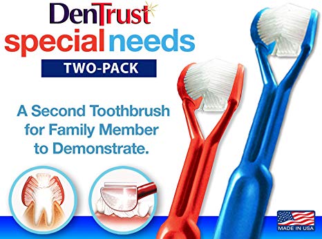 2-Pack : DenTrust 3-Sided Toothbrush : Specialty : Tooth Cleaning Brush : Fun, Fast and Complete :