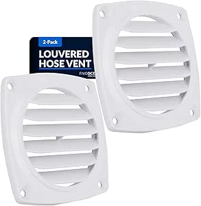 Five Oceans 6-Slotted Louvered Flush Hose Ventilators, 3-Inch Ventilation Area Diameter, ABS Plastic White/Black