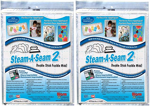 Warm Company Steam-A-Seam 2 Double Stick Fusible Web-9"X12" Sheets 5/Pkg (5517) (2-Pack of 5)