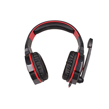 FOME Each G4000 Professional 3.5mm PC Gaming Stereo Noise Canelling Headset Headphone Earphones with Volume Control Microphone HiFi Driver For Laptop Computer (Black Red)   FOME GIFT