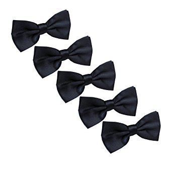 Men Pre tied Adjustable Bowtie - Wedding Party Formal solid color Bow Tie, 5 Pcs