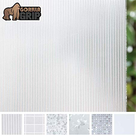 Gorilla Grip Original Window Privacy Film, Removable Static Cling Treatment for Windows, Non Adhesive No Residue Easy Trim Films for Office, Meeting Room, Clear Matte Lines, 17.7 x 78.7 Inches