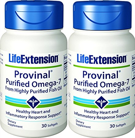 Life Extension Provinal Purified Omega-7, 30 Softgel 210 mg(Pack of 2)