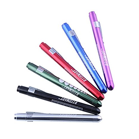 RISEMART Pack of 3 Reusable LED Diagnostic Penlight with Aluminum Body and Pupil Gauge