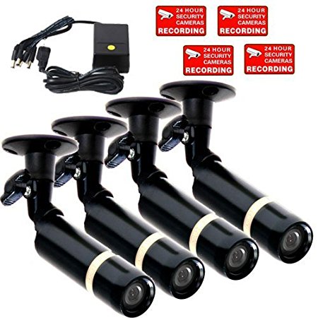 VideoSecu 4 Pack Bullet Security Cameras Built-in SONY CCD 3.6mm Lens Weatherproof Outdoor CCTV DVR Home Surveillance System Camera with Bonus Power Supply M4R