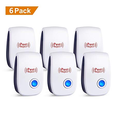 Ultrasonic Pest Repeller Plug in Pest Control - Mice Repellent & Rat Repellent in Pest Repellent - Bug Repellent for Ant,Mosquito,Mice,Flea,Fly,Spider,Roach,Rat - No More Trap & Bait (Multi-pack) (6)