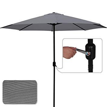 ABCCANOPY Commercial Event Market Aluminum Umbrella 9 FT Patio Umbrella with Push Button Tilt and Crank,Dark Gray-6 (Dark Gray-6)