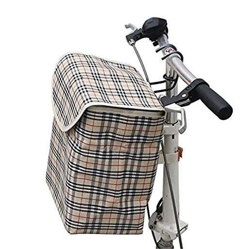 Fold-up Metal Canvas Bike Basket,Sanmersen Folding Portable Canvas Front Handlebar Bicycle Basket with Detachable Hook Removable bag