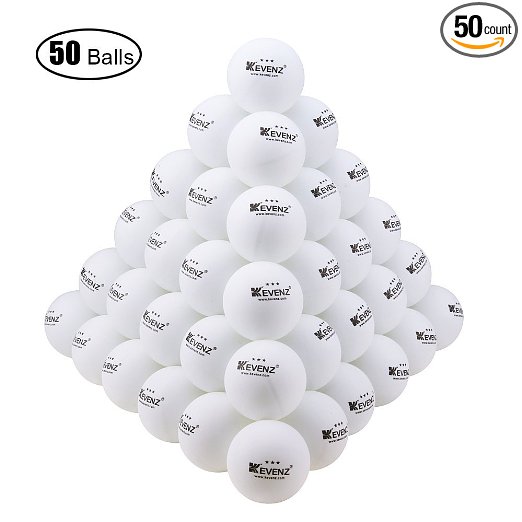 50 Counts KEVENZ 3-star 40mm Table Tennis Ball Advanced Training Ping Pong Balls(Orange,White)