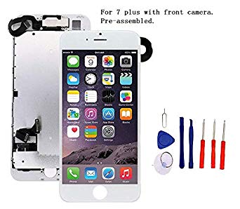 Screen Replacement Compatible with iPhone 7 Plus Full Assembly - LCD 3D Touch Display Digitizer with Ear Speaker, Sensors and Front Camera, Fit Compatible with All iPhone 7 Plus (White)