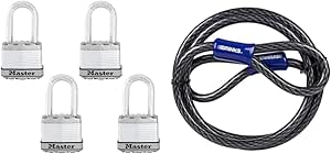 Master Lock Outdoor Padlock 4 Pack   BRINKS 7 ft Steel Security Cable