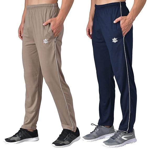 eKools� Plain Trackpants for Men | Plain Trackpants | Basic Trackpants | Two Side Pockets with One Zip Pocket for Phone | 100% Cotton | Men's Trackpants (Pack of 2)