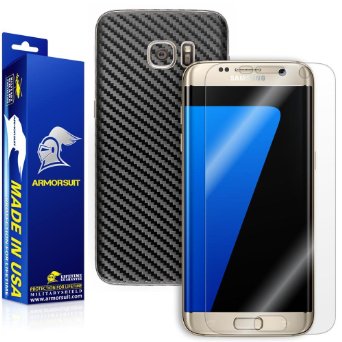Armorsuit MilitaryShield® Samsung Galaxy S7 Edge Screen Protector [Full Coverage]   Black Carbon Fiber Full Body Skin / Front Anti-Bubble Ultra HD Shield w/ Lifetime Replacements