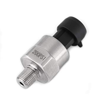 Pressure Transducer Sender Sensor for Oil Fuel Air Water,1/8"NPT Thread Stainless Steel (200 PSI)