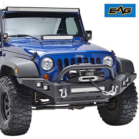 EAG JK Jeep Wrangler 07-17 Full Width Front Bumper With LED Accent Light