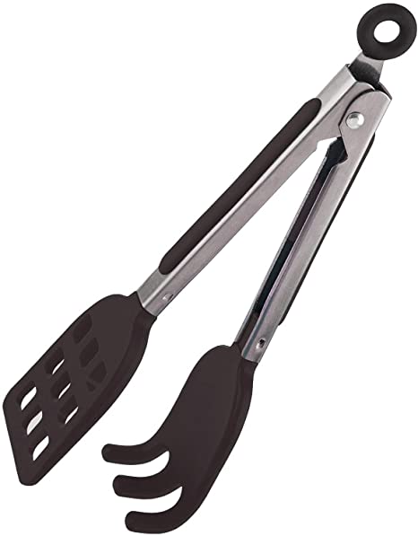 Mini Easy-Grip Waffle Tongs Holder, Non-Slip Handle,Black