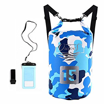 Vulpes Waterproof Bag 15L Camouflage Dry Bag for Water Sports Ideal Kayak and Boat Accessories with Waterproof Phone Case