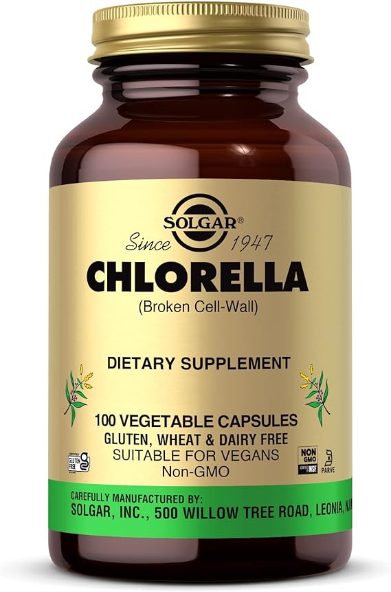 Solgar Chlorella - 100 Vegetable Capsules - Maximum Absorption - Non-GMO, Vegan, Gluten Free, Kosher - 100 Servings