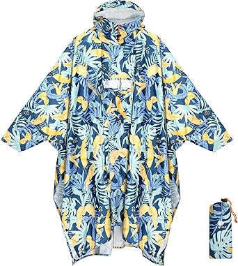 Anyoo Waterproof Rain Poncho for Adults Lightweight Raincoat for Men Women Jacket Coat Hooded for Hiking Outdoor Activities