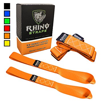 RHINO USA Soft Loops Motorcycle Tie Down Straps (4pk) - 10,427lb Max Break Strength 1.7” x 17” Heavy Duty Tie Downs for use with Ratchet Strap - Secure Trailering of Motorcycles, Kayak, Jeep, ATV, UTV