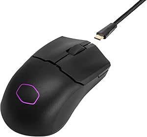 Cooler Master MM712 RGB-LED Mouse da Gioco Wireless Ibrido Ultraleggero 59g - Sensore Ottico PAW3370 19K DPI, Interruttori Ottici 70 milioni di Clic, On-The-Fly, MasterPlus  (38 K DPI, solo PC), Nero