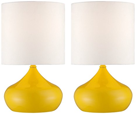 Set of 2 Steel Droplet 14 3/4"H Canary Yellow Accent Lamps