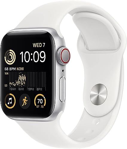 Apple Watch SE (2nd Gen) [GPS   Cellular 40mm] Smart Watch w/Silver Aluminum Case & White Sport Band - M/L. Fitness & Sleep Tracker, Crash Detection, Heart Rate Monitor, Water Resistant