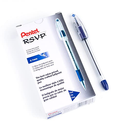 Pentel R.S.V.P. Ballpoint Pen - 0.7mm, Pack of 12, Blue