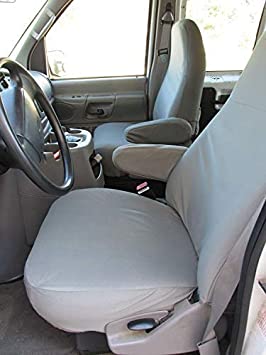 Durafit Seat Covers F362-X7-FBA, 1993-2008 Ford E-Series Van Captain Chairs with One Armrest Per Seat, Exact Fit Seat Covers in Gray Twill.NOT for RV Seats