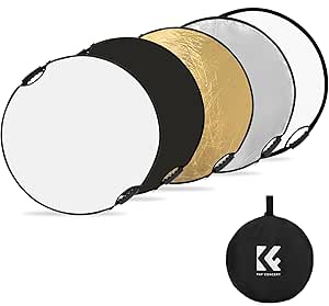 K&F Concept Light Reflector 32"(80cm) 5-in-1 Photography Diffuser Collapsible Portable with Grips for Studio and Outdoor Lighting Gold Silver White Black Translucent