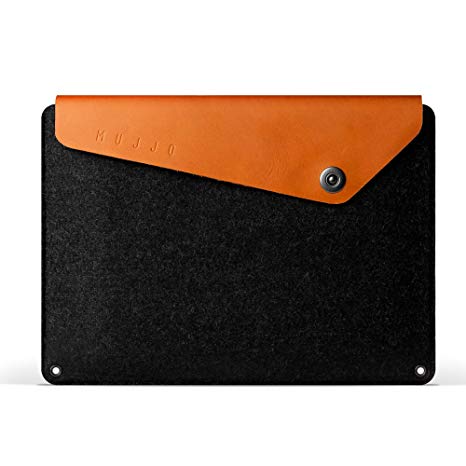 Mujjo Leather Sleeve compatible with Macbook 12 inch | Signature Wool Felt and Vegetable-Tanned Leather, Integrated Storage Compartments (Tan)
