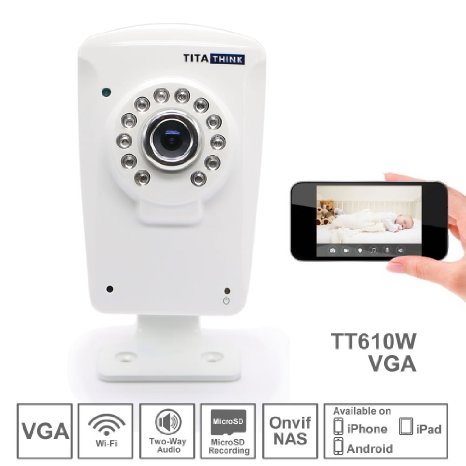 Titathink Tt610w Home Wirless Network Camera, Small&sleek, Wi-fi, Motion Detection, Email/ftp and Push Alert to Phone and More, Ir Night Vision, Built-in Micro Sd Card Slot up to 128gb, H.264 Codec, Baby / Pet / Home / Business Monitoring