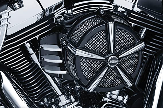 Kuryakyn 5686 Motorcycle Air Cleaner Component: Signature Series Finned EFI Cover by Jim Nasi for Round Air Cleaners, Black/Chrome