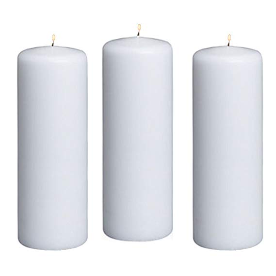 Higlow Elegant White 2 X 6 Inch Pillar Candle Unscented Dripless Candles Made in USA Set Of 4