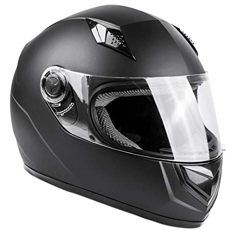 Typhoon Adult Full Face Motorcycle Helmet DOT (Matte Black, Large)