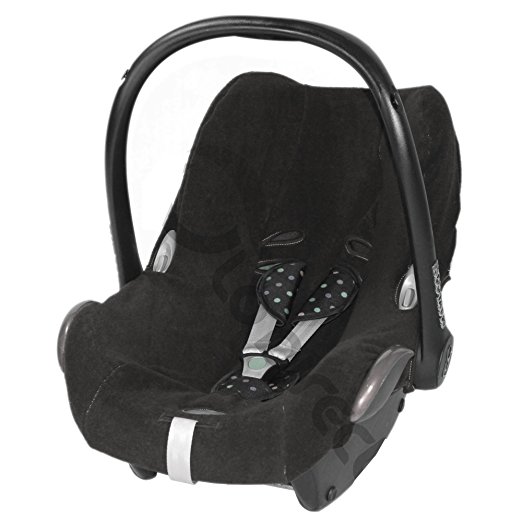 Summer Cover fits Maxi Cosi Cabriofix CAR SEAT Washable Cotton Towelling (black)