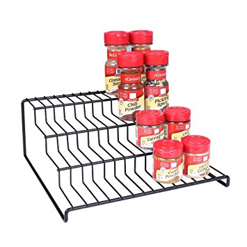 4 Tier Cabinet Spice Rack Organizer GONGSHI-Step Shelf Storage-Black
