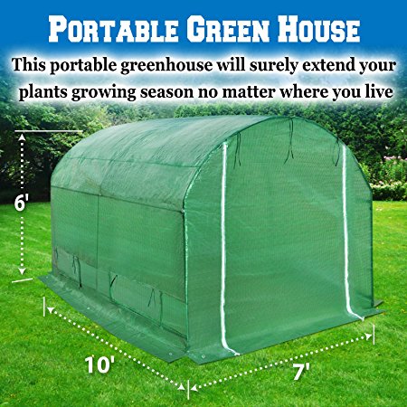 BenefitUSA Hot Green House 10'x7'x6' Larger Walk In Outdoor Plant Gardening Greenhouse