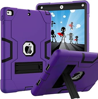 OKP Case for iPad 6th Generation/iPad 5th Generation/iPad 9.7 inch/ iPad Air 2, Hybrid Shockproof Rugged Protective Cover for ipad 9.7 inch 2018/2017 with Built-in Kickstand (Dark Purple Black)