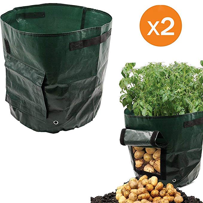 Cefrank Potato Grow Bags, 2X 7 Gallon Growing Bag with Flap & Handles
