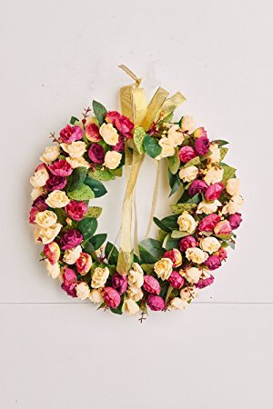 Rose Wreath Silk Floral Home Wall Decor Artificial Garland …