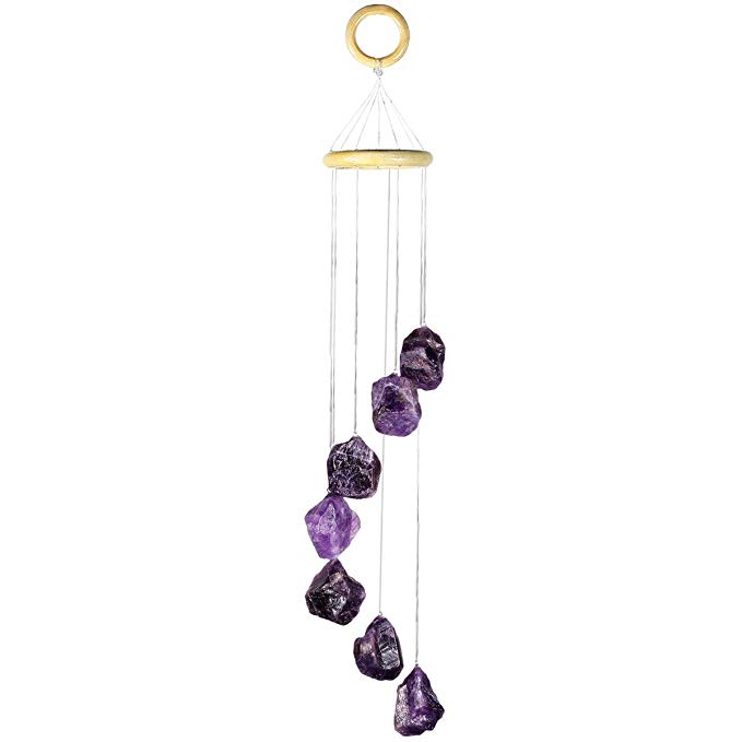 rockcloud Amethyst Raw Stones Wind Chime Home Garden Decoration Figurine