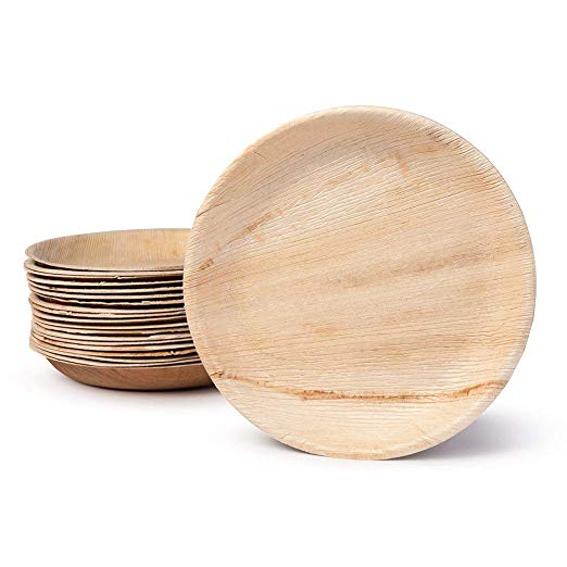 Naturally Chic Palm Leaf Compostable Plates | 10” Round Biodegradable Disposable Small Dinnerware Bulk Set - Eco Friendly Alternative - Plates for Weddings, Parties, BBQs, Events (25 Pack)